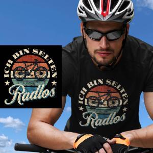Ich Bin Selten Radlos, T-Shirt. Lustiger, witziger Spruch & eine Geschenkidee, ein Geschenk für Fahrradfahrer / Radfahrer. Es passt zu jedem Fahrrad ob Mountainbike, E-Bike, Urban Bike, Gravel & Rennrad.